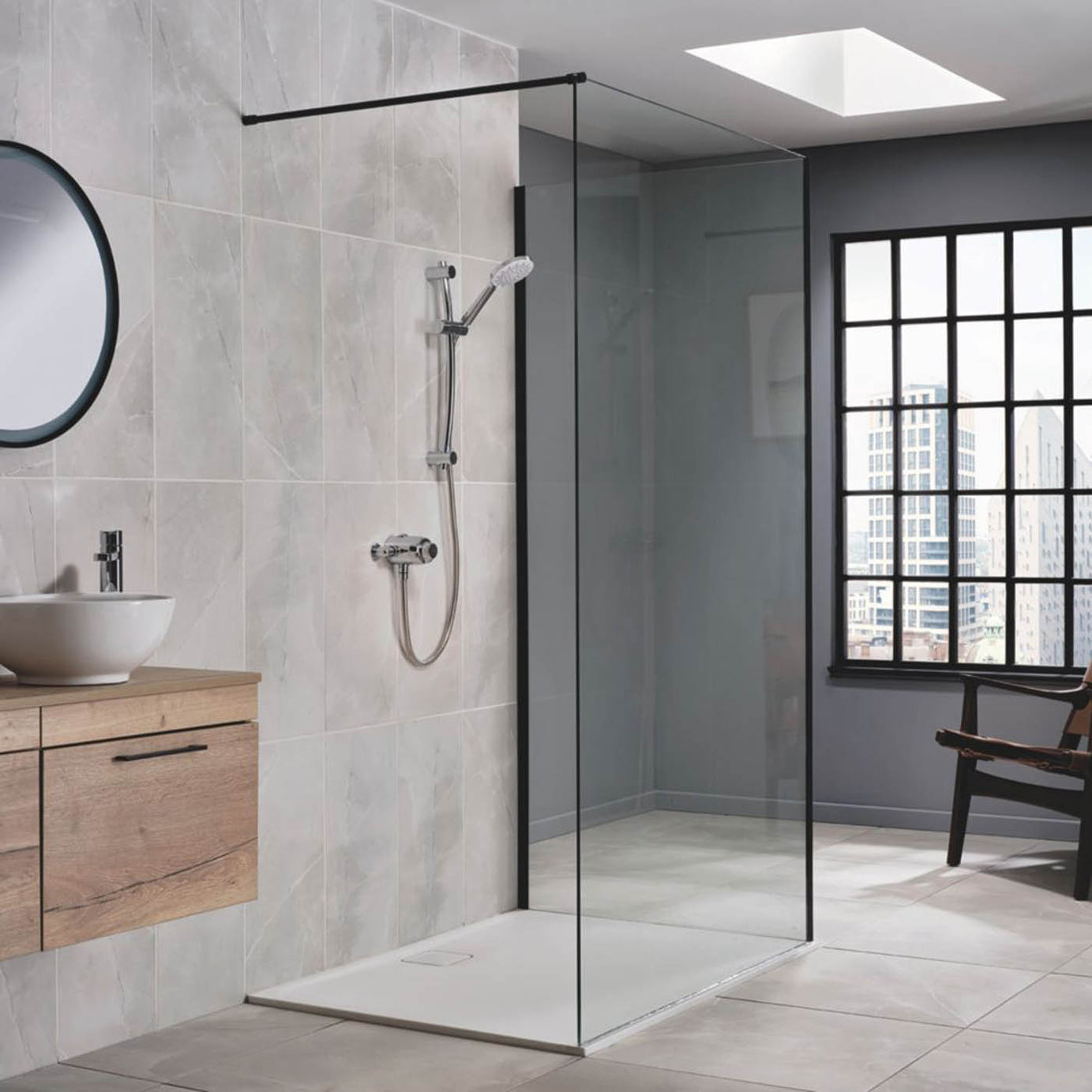 Triton Thermostatic Mixer Shower Concentric 5 Spray Patterns Silver Round Modern - Image 4