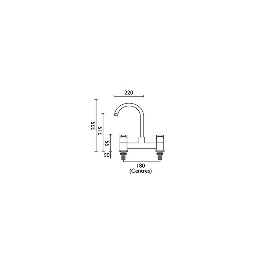 Bristan Kitchen Tap Mixer Chrome Double Lever Swivel Spout Brass Modern Faucet - Image 2
