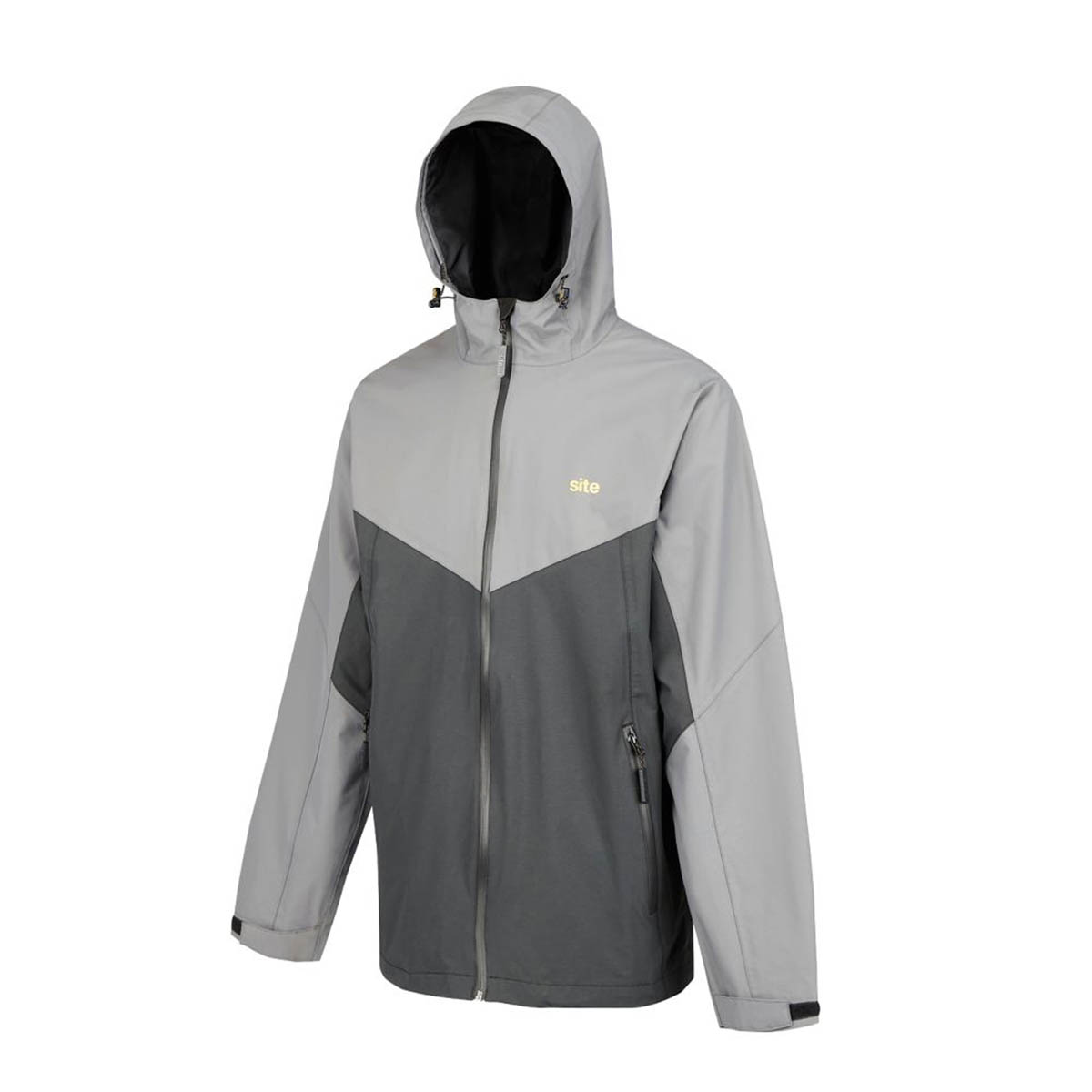 Site Work Jacket Mens Black Grey Waterproof Lightweight Hood Large 50" Chest - Image 4