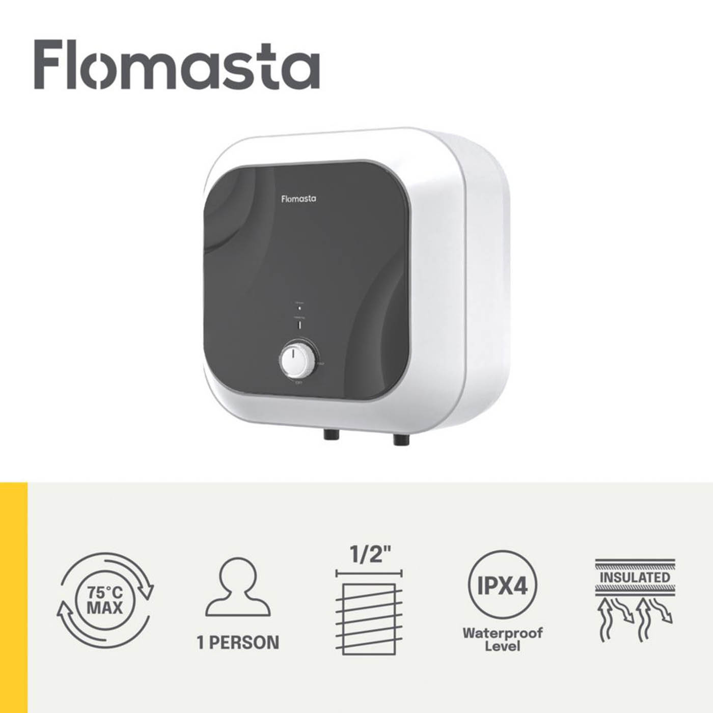 Flomasta Oversink Water Heater Electric 3kW 15Ltr 1/2" Compact Plastic - Image 4
