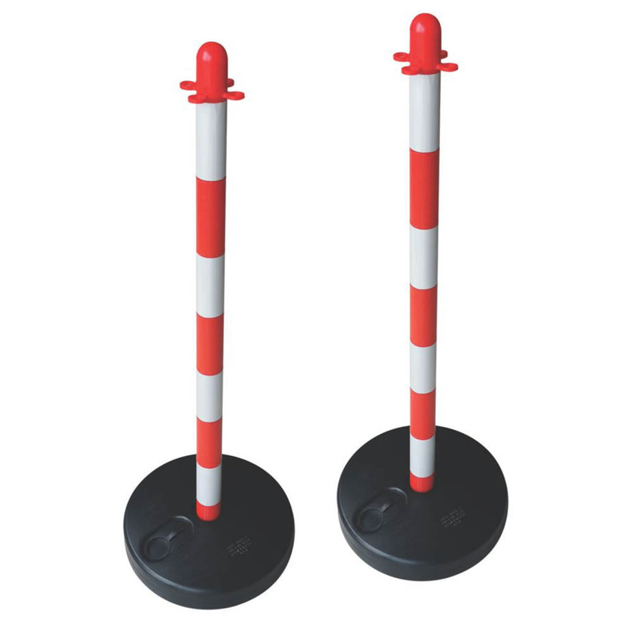 Barrier Chain Support Posts And Bases Red White Traffic Security 300mm 2 Pack - Image 1