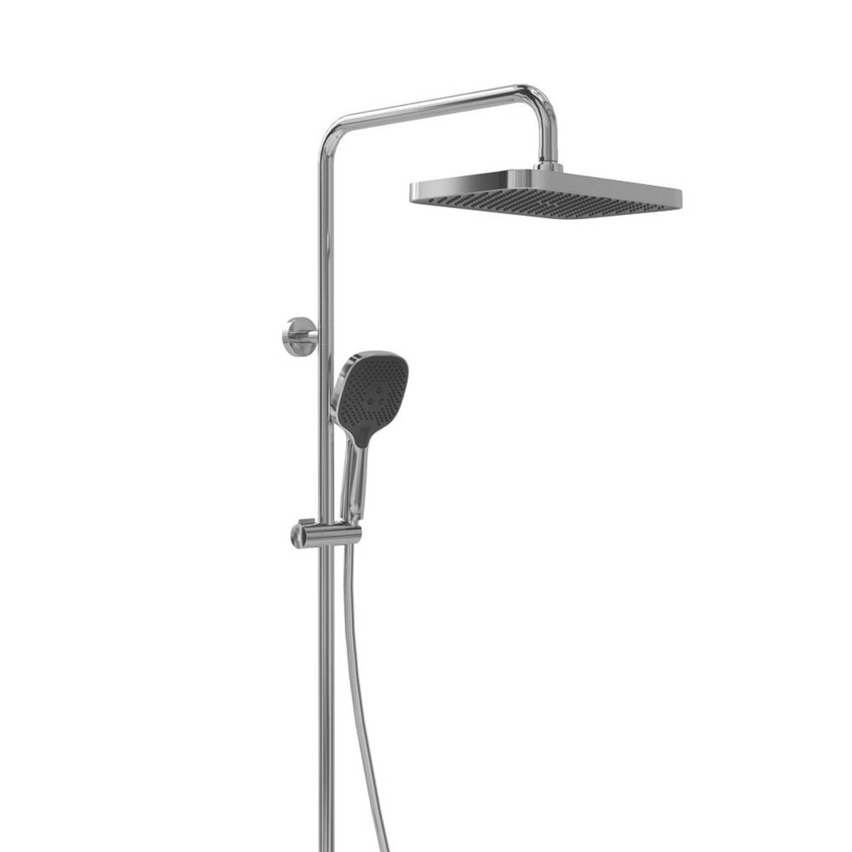 Swirl Mixer Shower Thermostatic 3 Spray Pattern Dual Square Head Chrome - Image 2