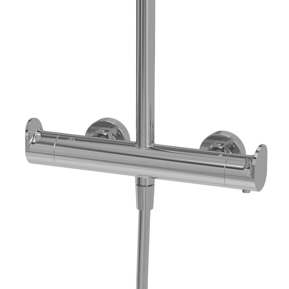 Swirl Mixer Shower Thermostatic 3 Spray Pattern Dual Square Head Chrome - Image 4
