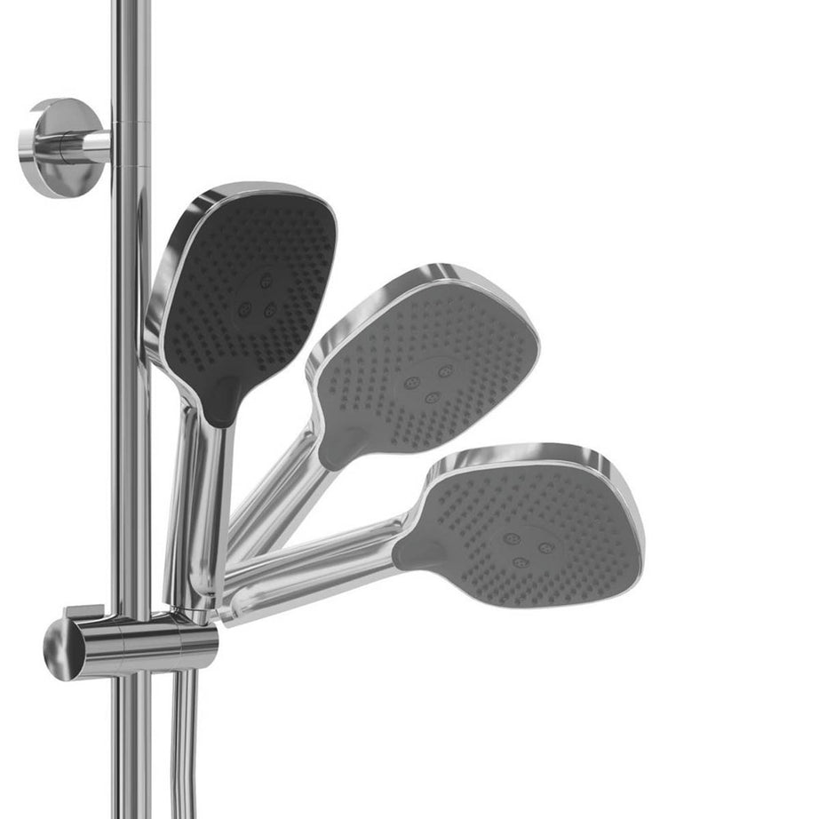 Swirl Mixer Shower Thermostatic 3 Spray Pattern Dual Square Head Chrome - Image 6
