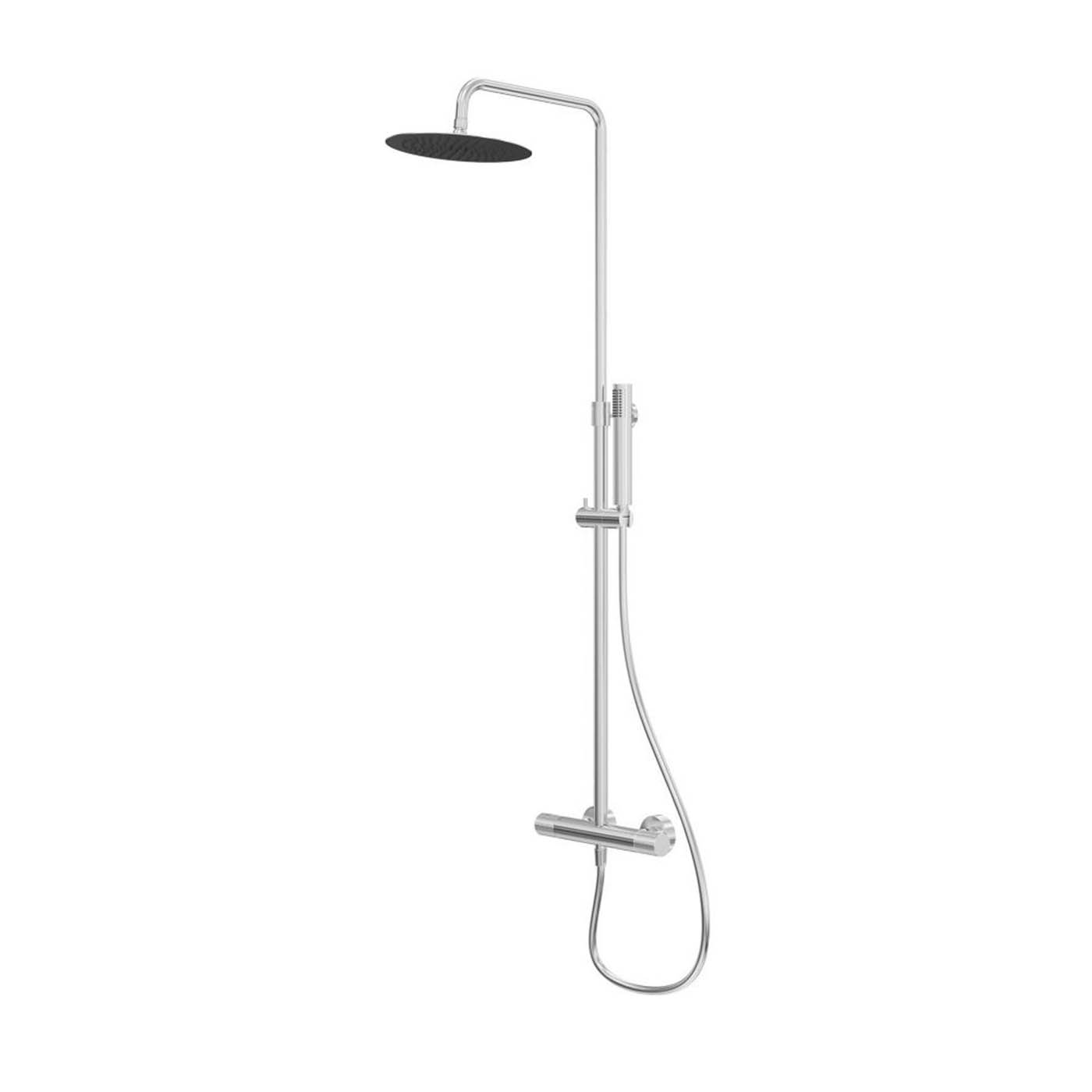 Swirl Thermostatic Shower Exposed Chrome Single Spray Pattern Twin Head Bathroom - Image 1