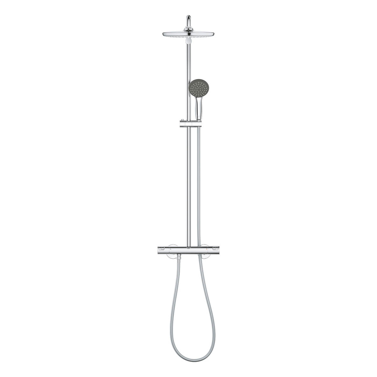 Bathroom Thermostatic Shower Mixer Chrome Twin Round Head 2 Spray Patterns - Image 2